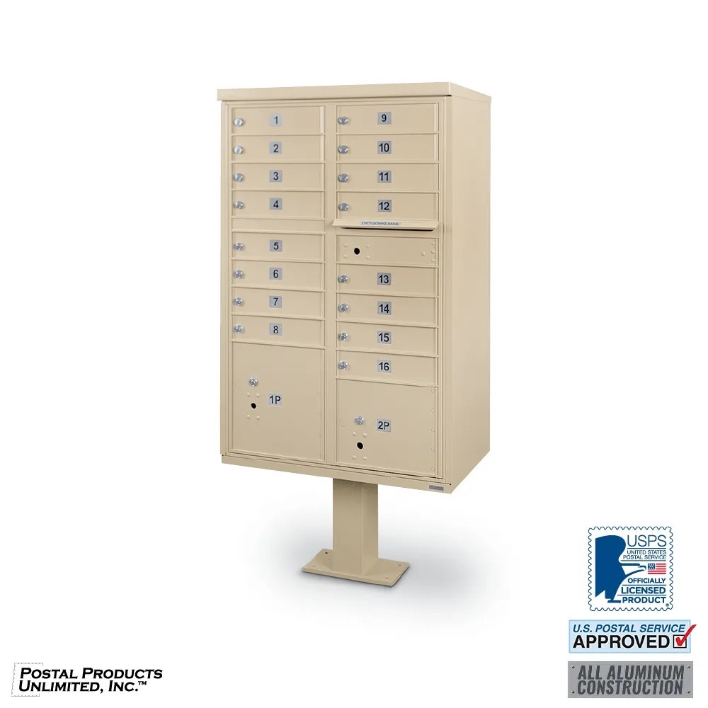 16 Door F Spec Cluster Box Unit with Pedestal