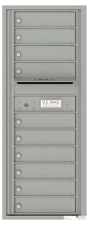 4C Horizontal Mailbox with 10 Tenant Doors and Outgoing Mail Slot - Single Column