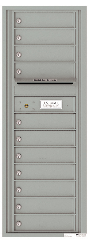 4C Horizontal Mailbox with 11 Tenant Compartments and Outgoing Mail Slot - Single Column