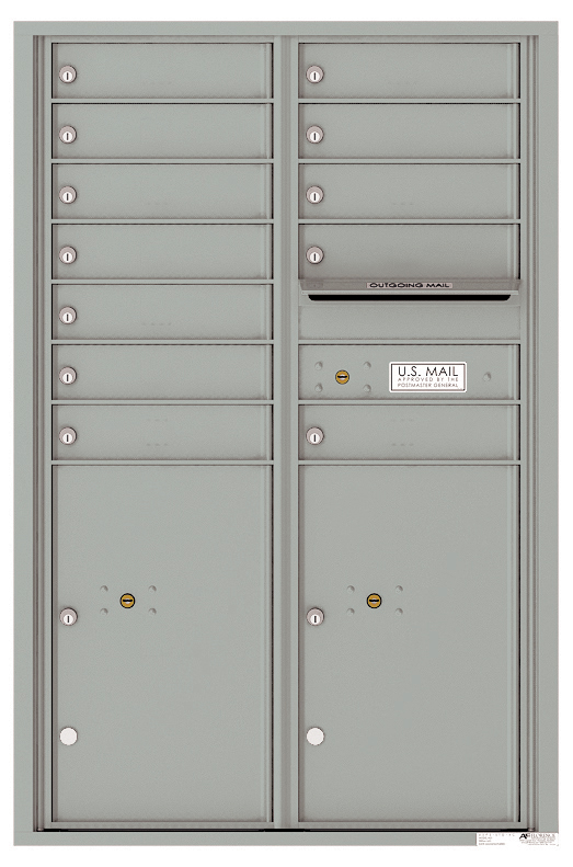 4C Horizontal Mailbox with 12 Tenant Compartments and 2 Parcel Lockers - Double Column