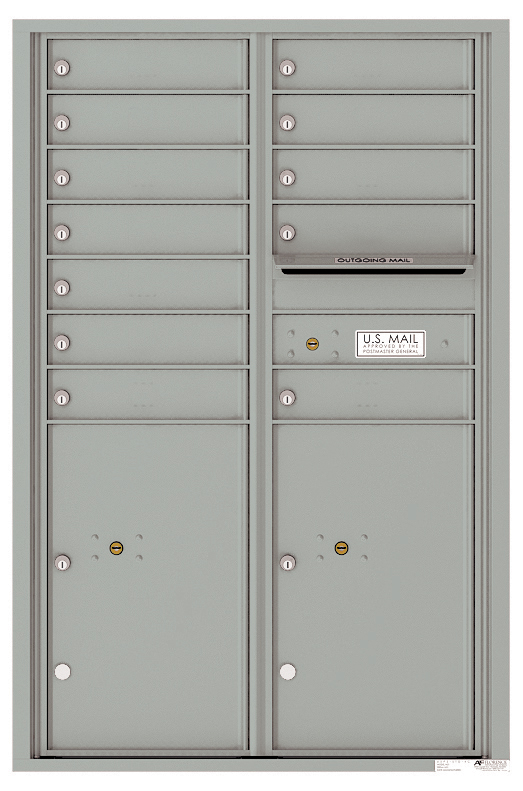 Florence 4C Horizontal Mailbox - 12 Tenant Doors, 2 Parcel Lockers - Front Loading - 13 Doors High - USPS Access