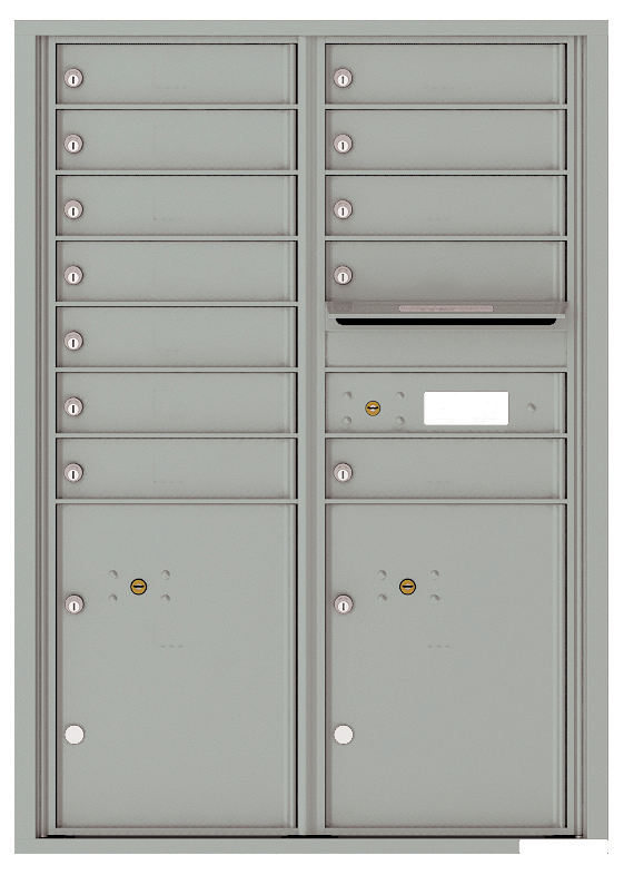 4C Horizontal Mailbox with 12 Tenant Doors and 2 Parcel Lockers - Double Column