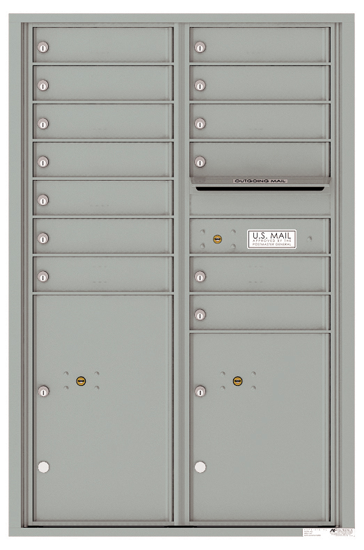 4C Horizontal Mailbox with 13 Tenant Compartments and 2 Parcel Lockers - Double Column