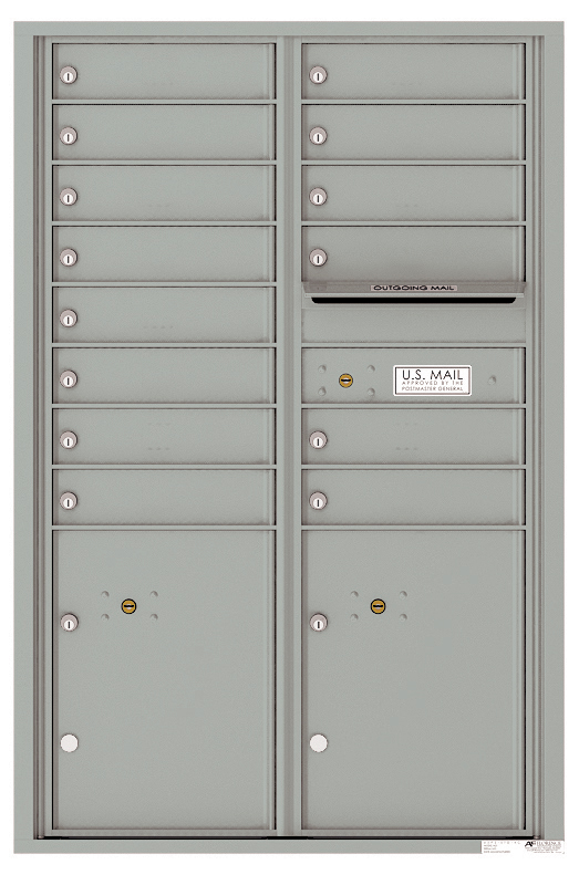 4C Horizontal Mailbox with 14 Tenant Compartments and 2 Parcel Lockers - Double Column