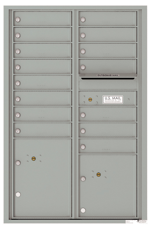 Florence 4C Horizontal Mailbox - 13 Doors High - 15 Doors, 2 Parcel Lockers - USPS Access
