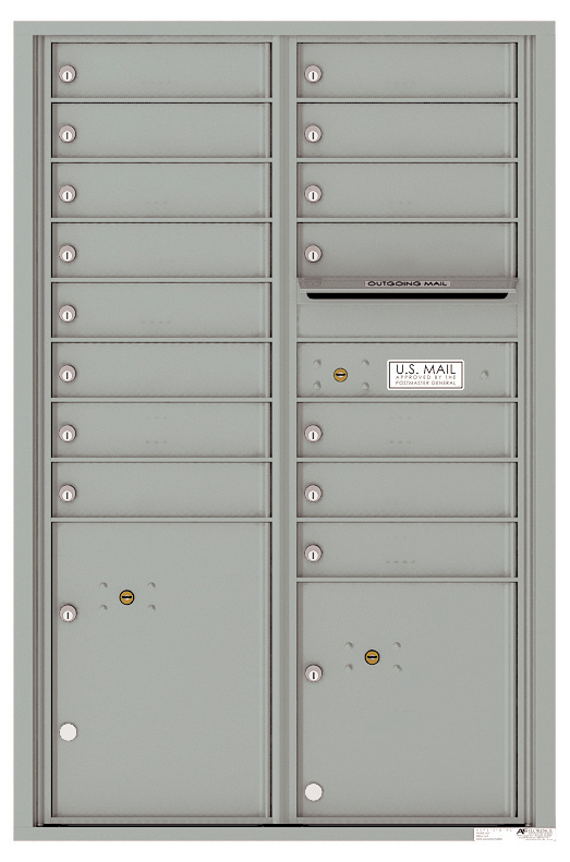 4C Horizontal Mailbox with 15 Tenant Compartments and 2 Parcel Lockers - Double Column