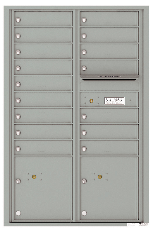 Florence 4C Horizontal Mailbox - 13 Doors High - 16 Doors, 2 Parcel Lockers - USPS Access