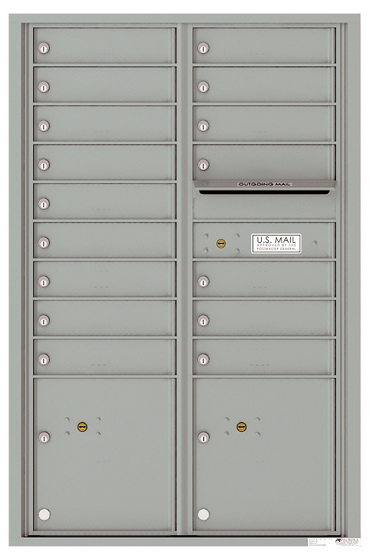 4C Horizontal Mailbox with 16 Tenant Compartments and 2 Parcel Lockers - Double Column