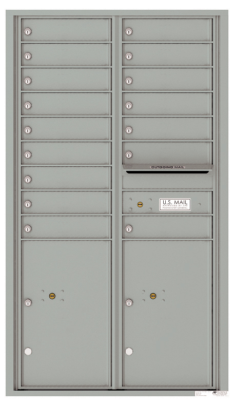 Florence 4C Horizontal Mailbox - 16 Tenant Doors, 2 Parcel Lockers - Front Loading - 15 Doors High - USPS Access