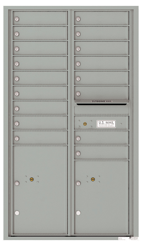 Florence 4C Horizontal Mailbox - 17 Tenant Doors, 2 Parcel Lockers - Front Loading - 15 Doors High - USPS Access