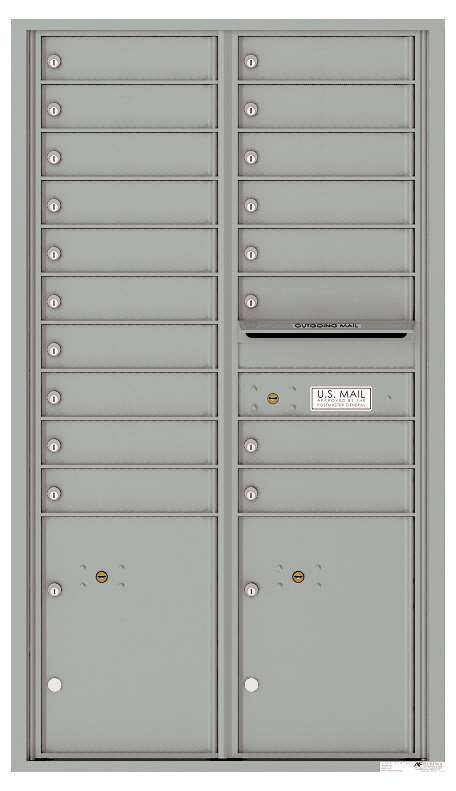 Florence 4C Horizontal Mailbox - 18 Tenant Doors, 2 Parcel Lockers - Front Loading - 15 Doors High - USPS Access