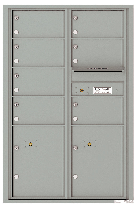 4C Horizontal Mailbox with 7 Tenant Compartments and 2 Parcel Lockers - Double Column