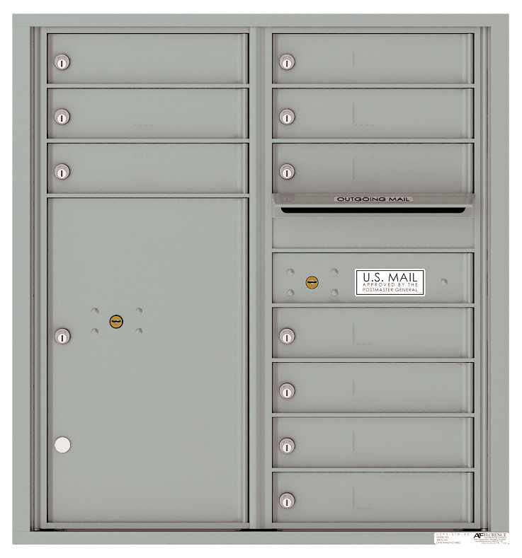 Florence 4C Horizontal Mailbox - 10 Tenant Doors, 1 Parcel Locker - Front Loading - 9 Doors High - USPS Access