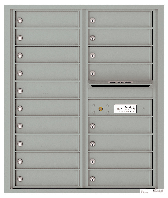 4C Horizontal Mailbox with 18 Tenant Compartments and Outgoing Mail Slot