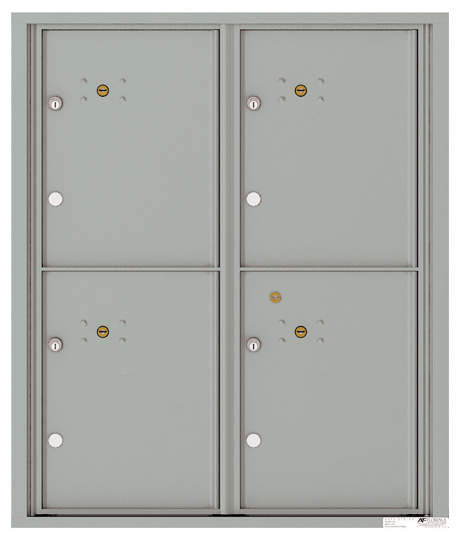 Fully Recessed 4C Horizontal Mailbox with 4 Large Parcel Lockers