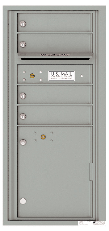 Florence 4C Horizontal Mailbox - 4 Tenant Doors, 1 Parcel Locker - Front Loading - ADA Compliant Max Height - USPS Access